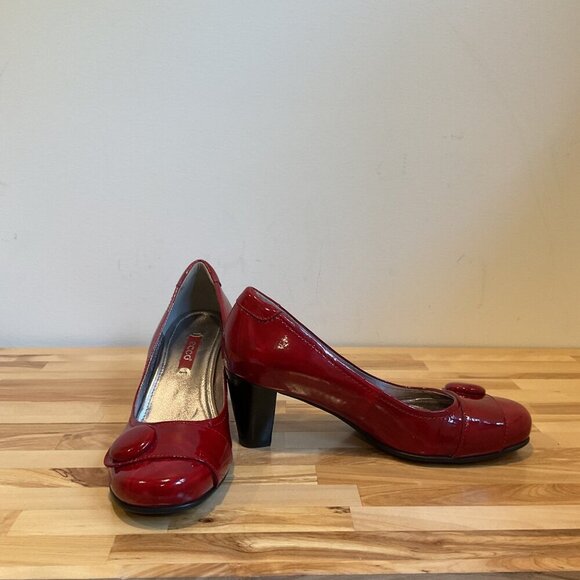 Ecco Red Patent Leather Womens Heels Size 37 office career woman feminine - Picture 7 of 15